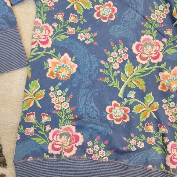 PIP STUDIO blue floral knit tunic top size small - Picture 3 of 8